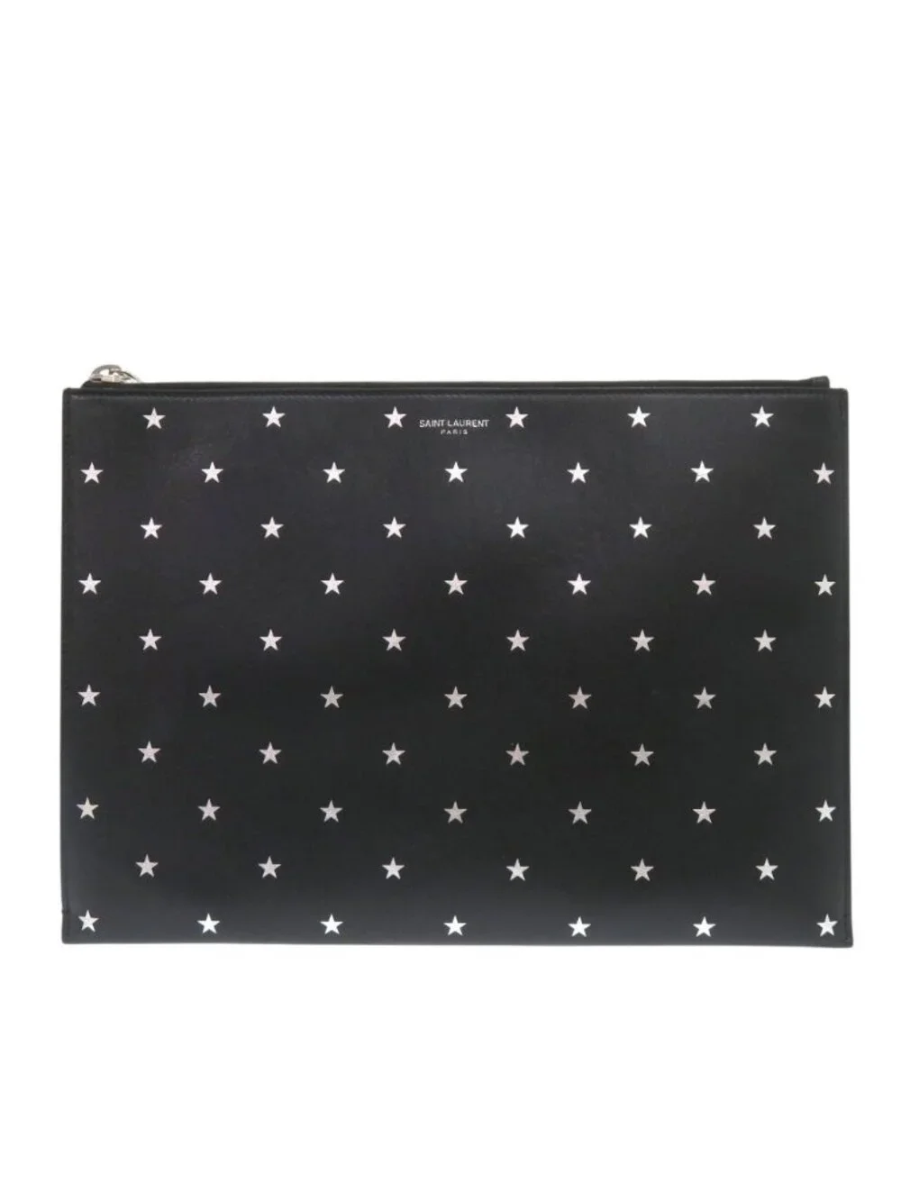 Saint Laurent Paris Leather Black Star Clutch Bag